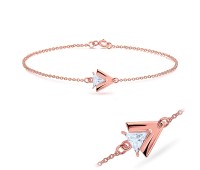 Rose Gold Plated CZ Triangle Silver Bracelet BRS-429-RO-GP